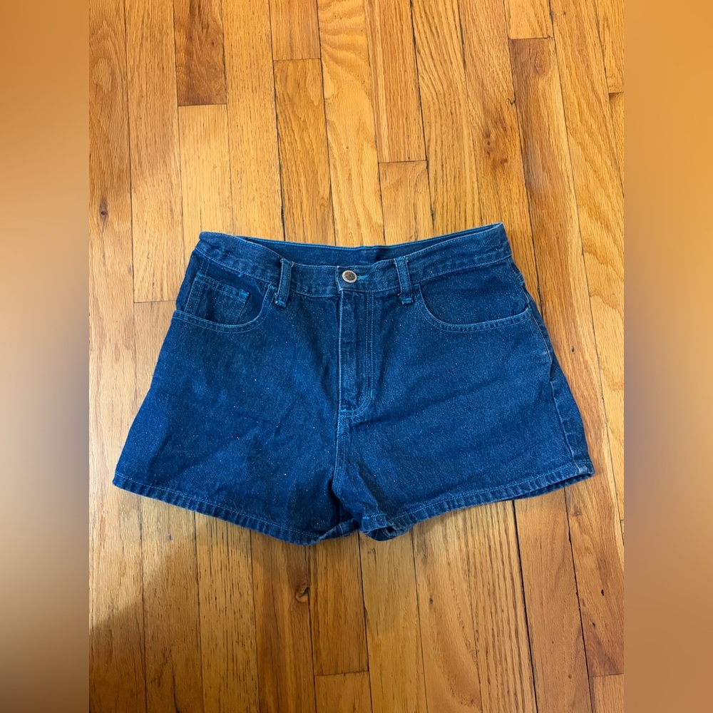 Michael G Y2K Sparkly 100% Cotton Blue Denim Shorts, Vintage Jean Shorts